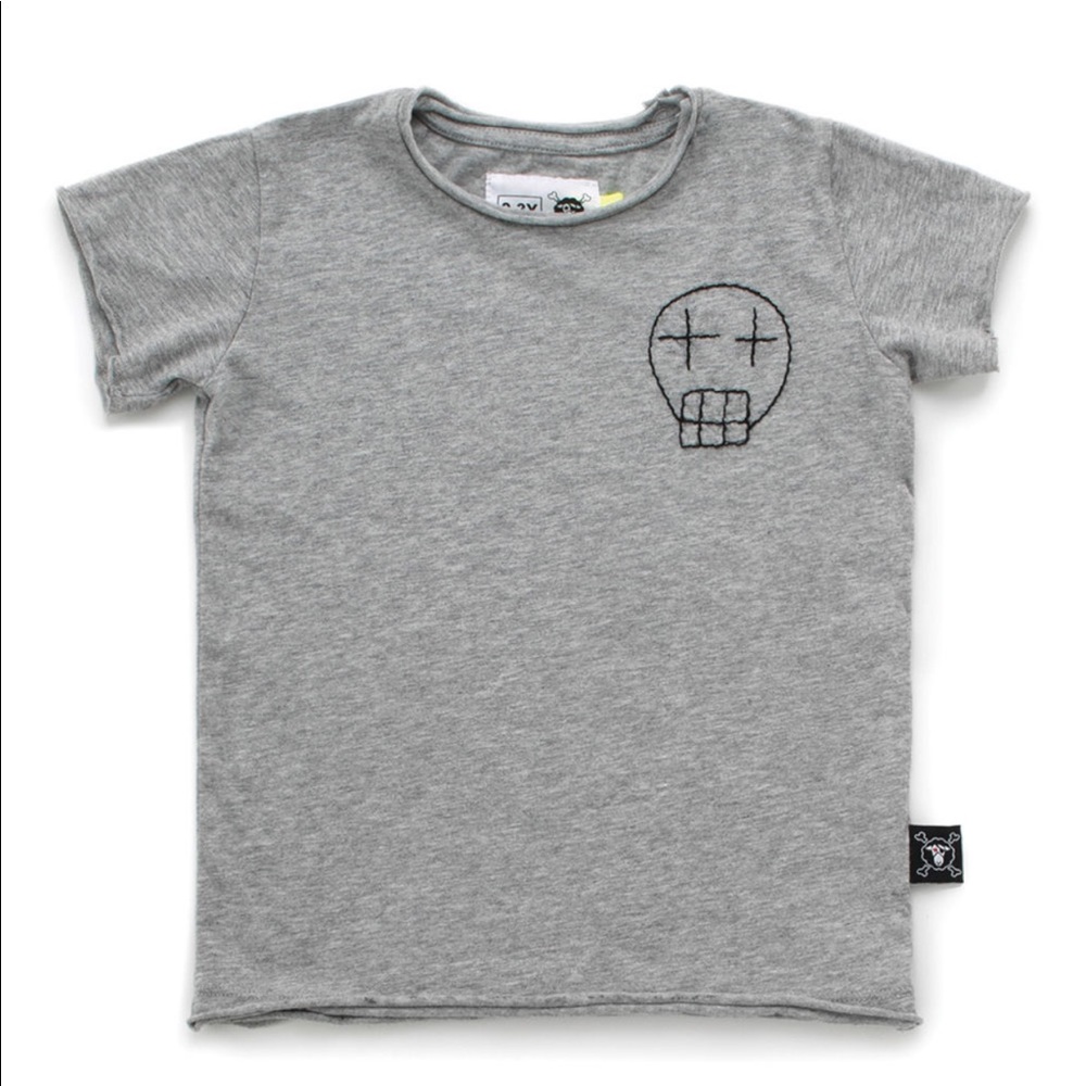 NUNUNU Embroidered Skull Tee Unisex Girls Boys 3-4